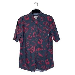 Vans Off The Wall Tropical Aloha Tribal Palm Tree Short Sleeve Shirt Size L